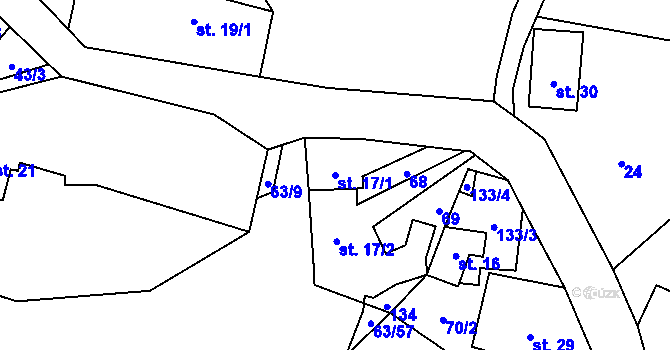 Parcela st. 17/1 v KÚ Dřevce, Katastrální mapa