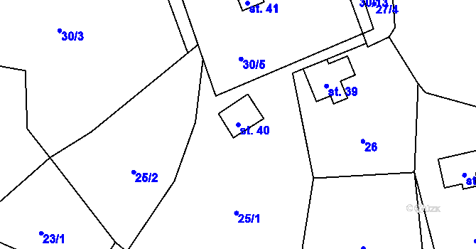 Parcela st. 40 v KÚ Dřevce, Katastrální mapa