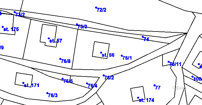 Parcela st. 56 v KÚ Dřevce, Katastrální mapa