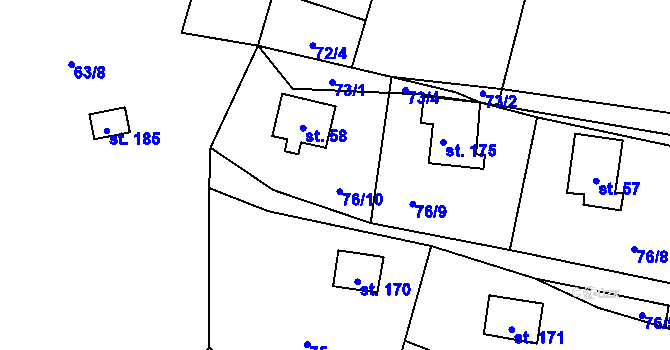 Parcela st. 58 v KÚ Dřevce, Katastrální mapa
