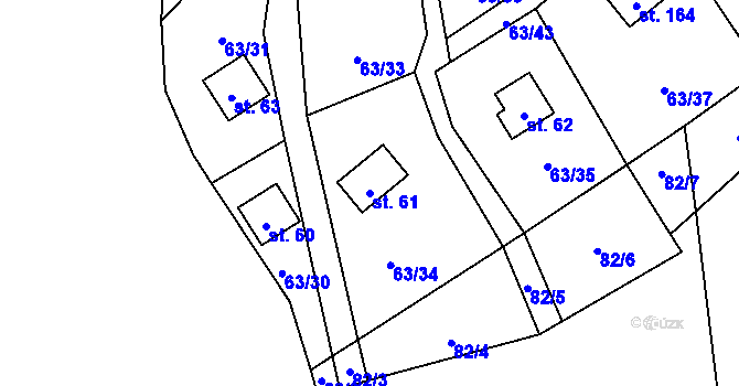 Parcela st. 61 v KÚ Dřevce, Katastrální mapa