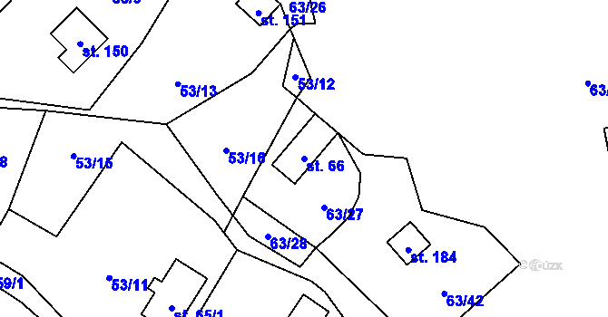 Parcela st. 66 v KÚ Dřevce, Katastrální mapa
