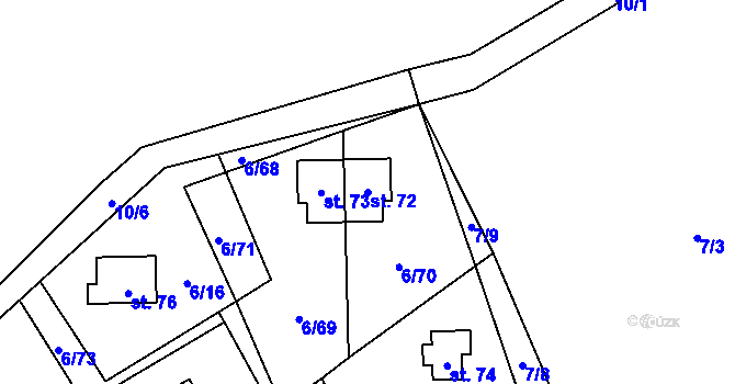 Parcela st. 72 v KÚ Dřevce, Katastrální mapa