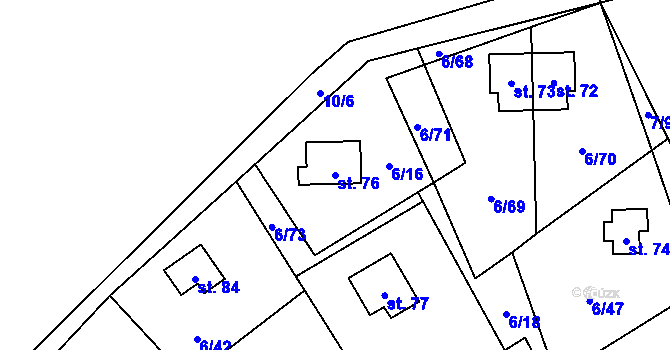 Parcela st. 76 v KÚ Dřevce, Katastrální mapa