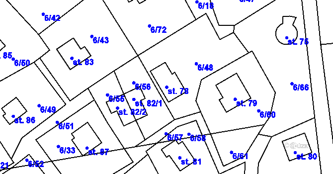 Parcela st. 78 v KÚ Dřevce, Katastrální mapa