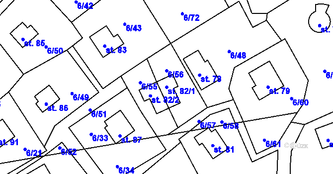Parcela st. 82/1 v KÚ Dřevce, Katastrální mapa