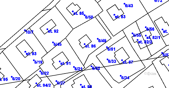 Parcela st. 86 v KÚ Dřevce, Katastrální mapa