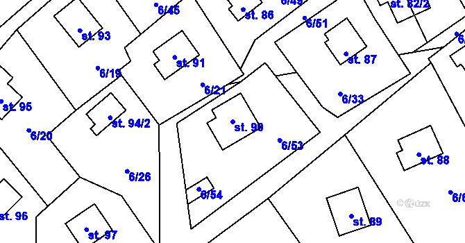 Parcela st. 90 v KÚ Dřevce, Katastrální mapa