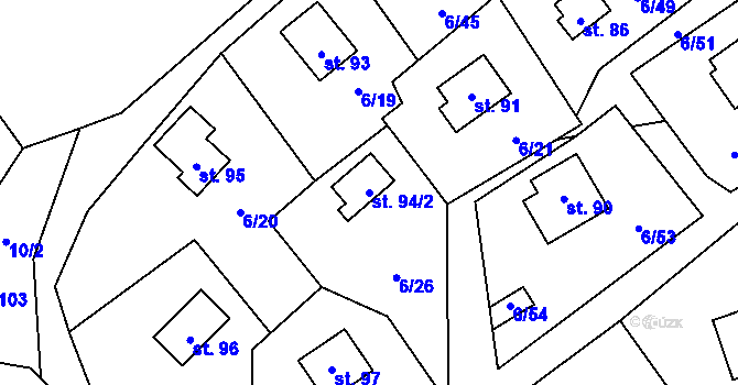 Parcela st. 94/2 v KÚ Dřevce, Katastrální mapa