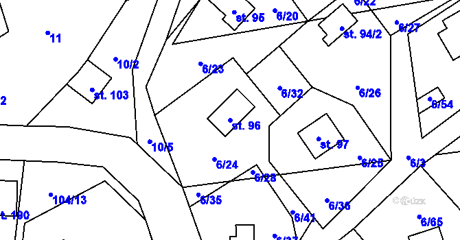 Parcela st. 96 v KÚ Dřevce, Katastrální mapa