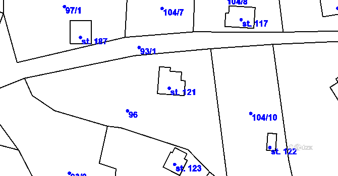 Parcela st. 121 v KÚ Dřevce, Katastrální mapa