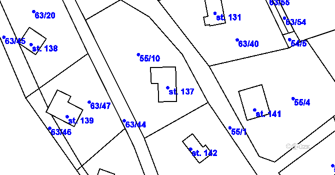 Parcela st. 137 v KÚ Dřevce, Katastrální mapa