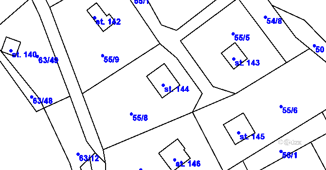 Parcela st. 144 v KÚ Dřevce, Katastrální mapa