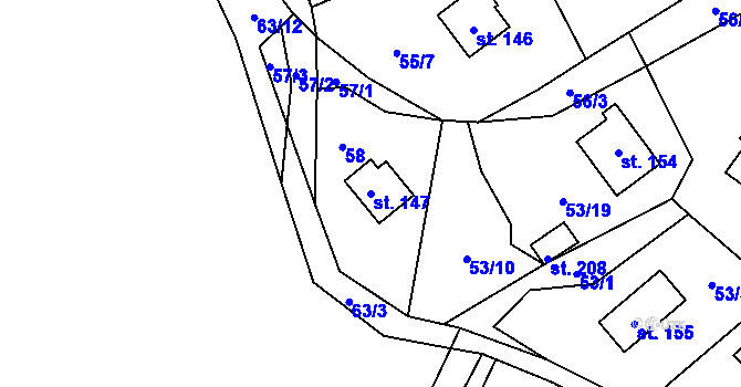 Parcela st. 147 v KÚ Dřevce, Katastrální mapa