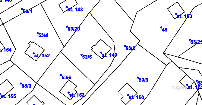 Parcela st. 149 v KÚ Dřevce, Katastrální mapa