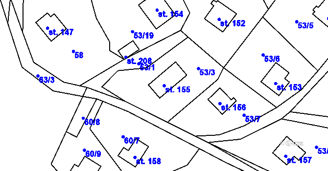 Parcela st. 155 v KÚ Dřevce, Katastrální mapa