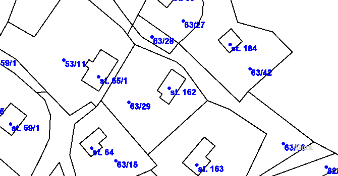 Parcela st. 162 v KÚ Dřevce, Katastrální mapa