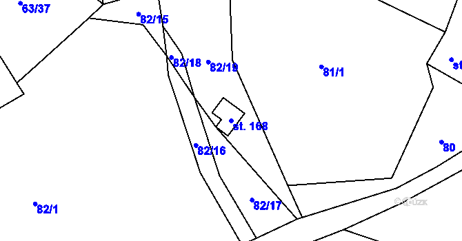 Parcela st. 168 v KÚ Dřevce, Katastrální mapa