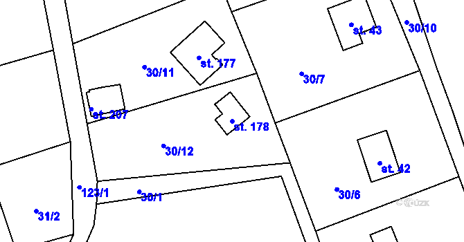 Parcela st. 178 v KÚ Dřevce, Katastrální mapa