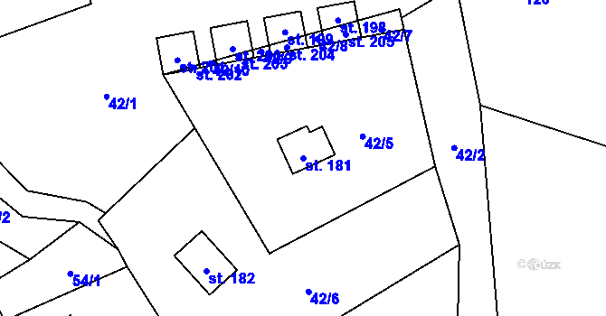 Parcela st. 181 v KÚ Dřevce, Katastrální mapa