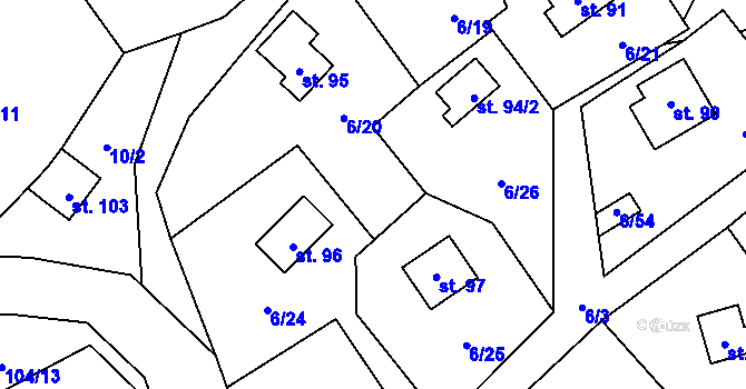 Parcela st. 6/32 v KÚ Dřevce, Katastrální mapa