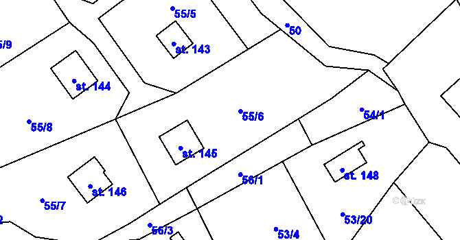 Parcela st. 55/6 v KÚ Dřevce, Katastrální mapa