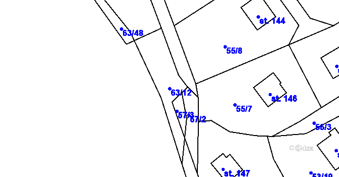 Parcela st. 63/12 v KÚ Dřevce, Katastrální mapa