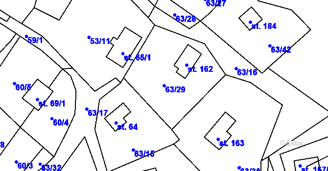 Parcela st. 63/29 v KÚ Dřevce, Katastrální mapa