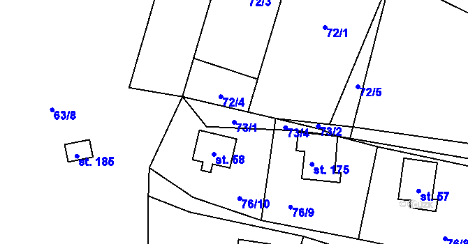 Parcela st. 73/1 v KÚ Dřevce, Katastrální mapa