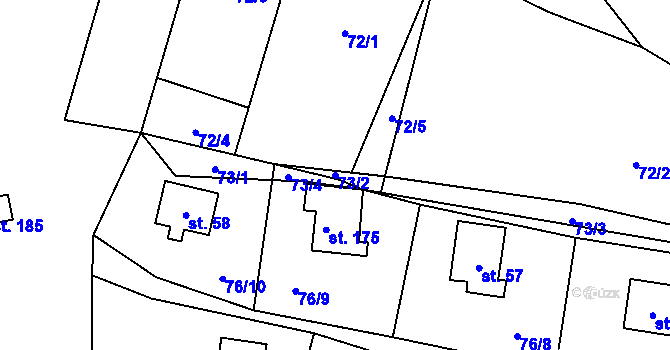 Parcela st. 73/2 v KÚ Dřevce, Katastrální mapa