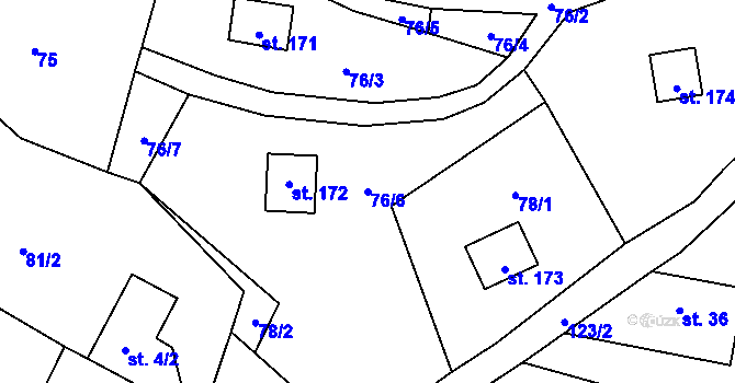 Parcela st. 76/6 v KÚ Dřevce, Katastrální mapa