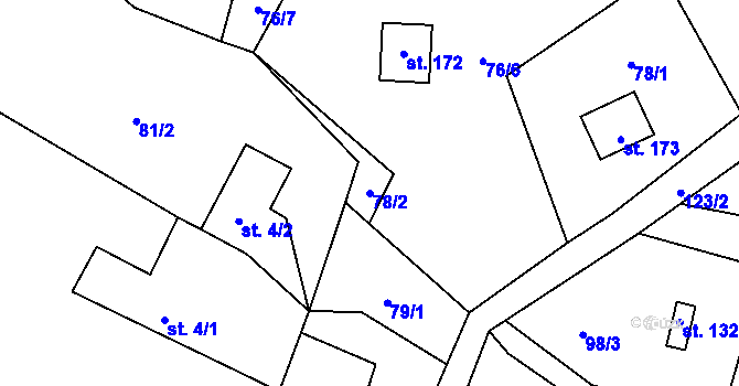 Parcela st. 78/2 v KÚ Dřevce, Katastrální mapa