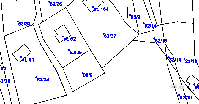 Parcela st. 82/7 v KÚ Dřevce, Katastrální mapa