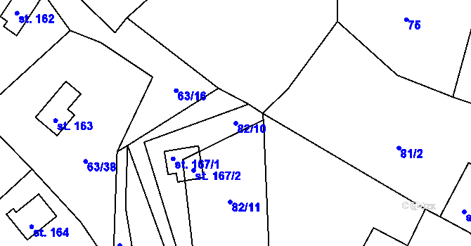 Parcela st. 82/10 v KÚ Dřevce, Katastrální mapa