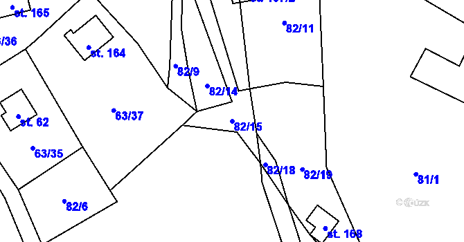 Parcela st. 82/15 v KÚ Dřevce, Katastrální mapa