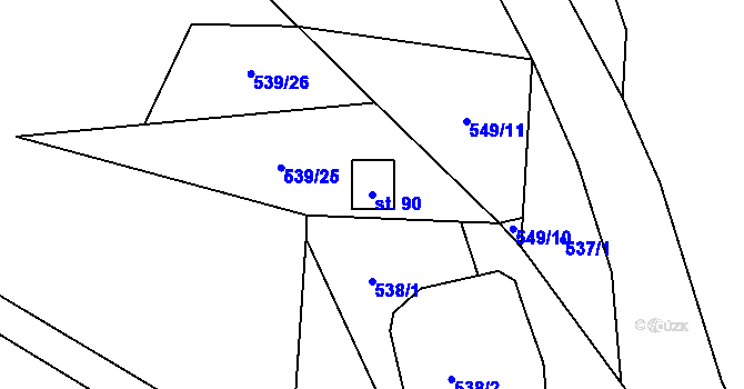 Parcela st. 90 v KÚ Skalice u Lovosic, Katastrální mapa