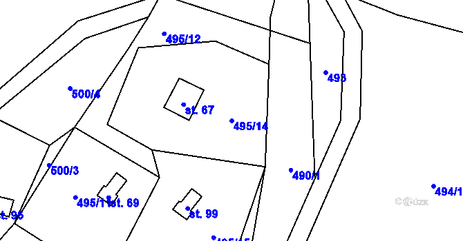 Parcela st. 495/14 v KÚ Skalice u Lovosic, Katastrální mapa