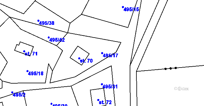 Parcela st. 495/17 v KÚ Skalice u Lovosic, Katastrální mapa