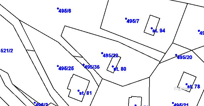 Parcela st. 495/22 v KÚ Skalice u Lovosic, Katastrální mapa