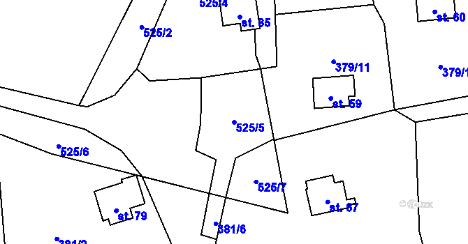 Parcela st. 525/5 v KÚ Skalice u Lovosic, Katastrální mapa