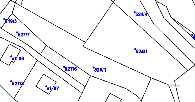 Parcela st. 524/5 v KÚ Skalice u Lovosic, Katastrální mapa