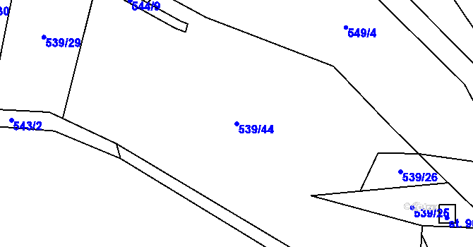 Parcela st. 539/44 v KÚ Skalice u Lovosic, Katastrální mapa