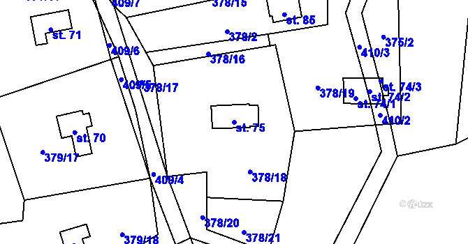 Parcela st. 75 v KÚ Staré, Katastrální mapa