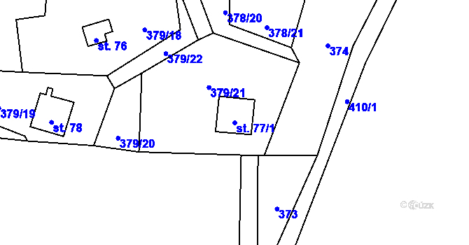 Parcela st. 77/1 v KÚ Staré, Katastrální mapa