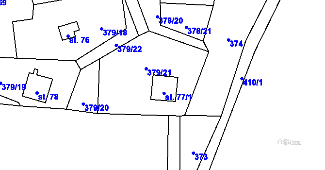 Parcela st. 77/2 v KÚ Staré, Katastrální mapa