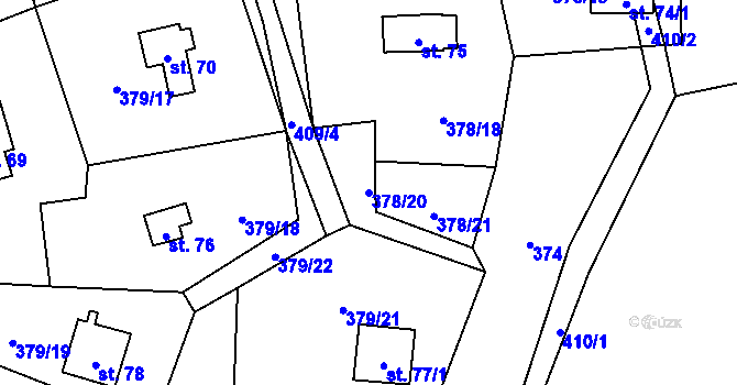 Parcela st. 378/20 v KÚ Staré, Katastrální mapa