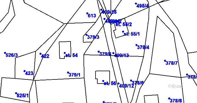 Parcela st. 379/6 v KÚ Staré, Katastrální mapa