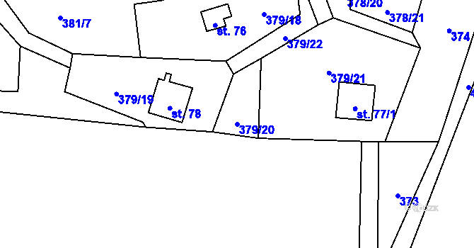 Parcela st. 379/20 v KÚ Staré, Katastrální mapa