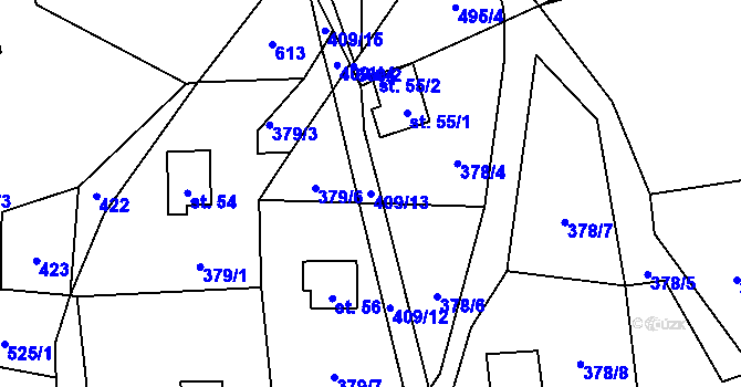 Parcela st. 409/13 v KÚ Staré, Katastrální mapa