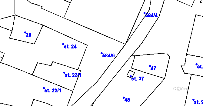 Parcela st. 584/6 v KÚ Šepetely, Katastrální mapa